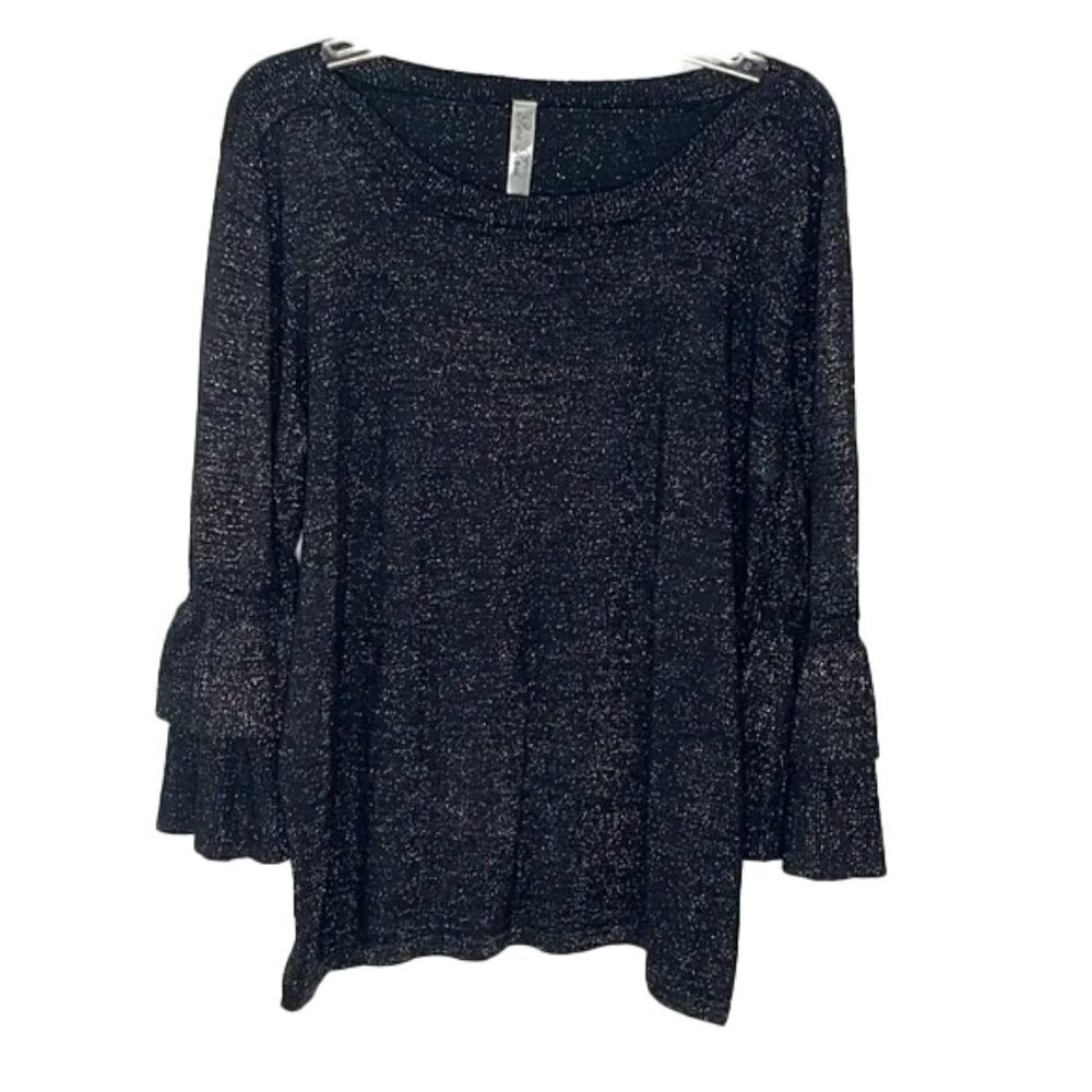 ❤️ 🆕 PINA ROSSI sparkle bell sleeve Blouse Size XL